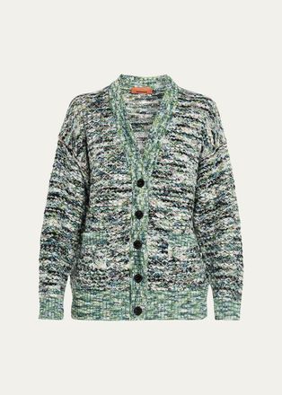Missoni 3D Wool-Blend Knit Oversized V-Neck Cardigan