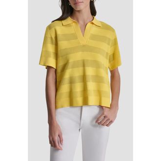 DKNY Sheer Stripe Polo in Taxi Cab Yellow at Nordstrom, Size X-Large