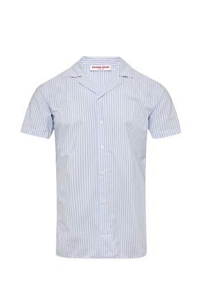 Orlebar Brown Mens Travis Twin Stripe Polo Shirt In Light Island Sky/ White