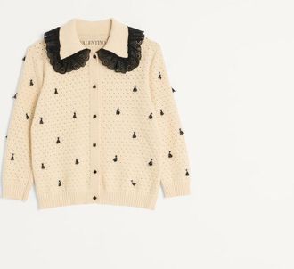 Valentino Embroidered Cotton Cardigan Wo