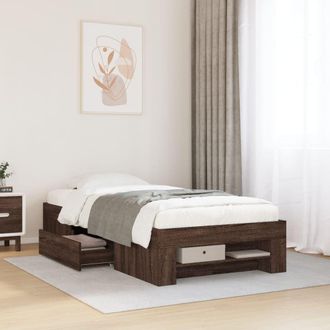 Berkfield Home Bed Frame without Mattress Brown Oak 75x190 cm Small Single Engineered Wood