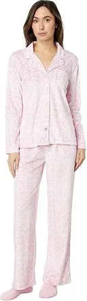 Karen Neuburger Novelties Minky Womens PXL White Pink Floral Pajama Sets ERK619