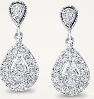 Pompeii3 1/2ct Pear Shape Dangle Diamond Earrings 10K White Gold