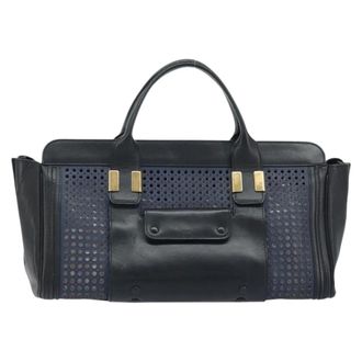Chlo&eacute; Alice Satchel Leather Black Leather Handbag (Pre-Owned)