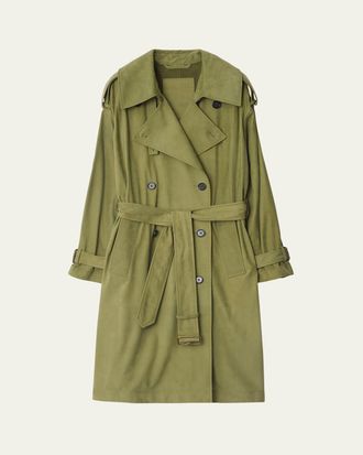 Burberry Double-Breasted Suede Trench Coat