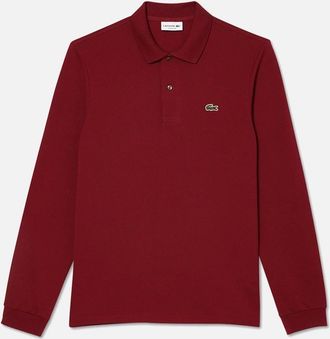 Lacoste Mens Mens Bordeaux Lacoste L1212 Classic Long Sleeve Polo T-Shirt - Red - Size: 36