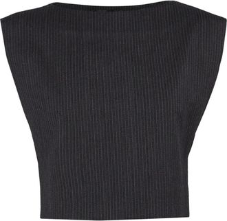 Cortana Gekorte top zonder mouwen met boothals - Dames - Tops zonder mouwen - Blauw - S - Wol - Tops