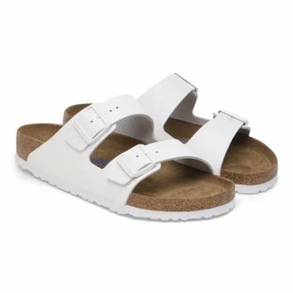 Birkenstock Womens Arizona Soft Footbed Leather Sandal In White