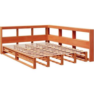 vidaXL Vidaxl - Cama Con Estanter&iacute;a Sin Colch&oacute;n Madera Maciza Marr&oacute;n 160x200 Cm