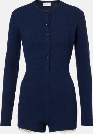 Magda Butrym Lace-trimmed knitted cotton-blend romper