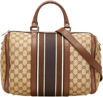 Gucci Pre-owned Handbags, female, Beige, Size: ONE SIZE Pre-owned Canvas Handbag