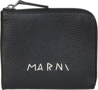 Marni Portafoglio Zip Around - Heren - Portefeuilles - Zwart - ONE Size - Leer - Accessoires