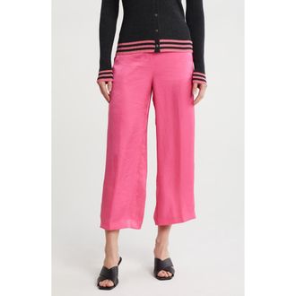 Theory Crushed Satin Wide Leg Crop Pants in Pink Azalea at Nordstrom Rack, Size 00