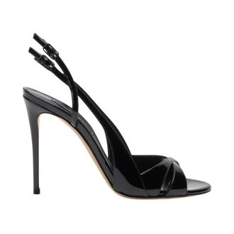 Casadei High Heel Sandals, female, Black, Size: 8 1/2 US Julia Double Belts Sandals