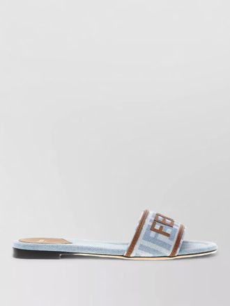 Fendi denim flat sole open toe slides
