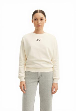 Boss Orange by Hugo Boss Sweatshirt BOSS ORANGE Esweaty Premium Damenmode, Damen, Gr. S (36), weiss (open wei&szlig; 118), Sweatware, Obermaterial: 100% Baumwolle, unifarben, h&uuml;ftla