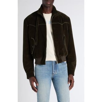Alexander McQueen Corduroy Harrington Jacket in Khaki at Nordstrom, Size 38 Us