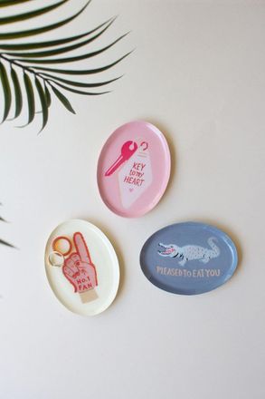 Kalalou Set of 3 Printed Decal Trinket Trays with Sayings