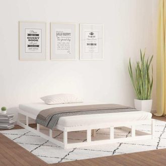 vidaXL Estructura De Cama De Madera Maciza Blanco 150x200 Cm Vidaxl