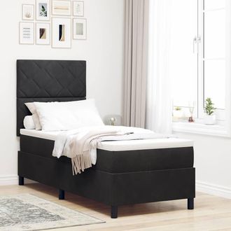 vidaXL Vidaxl - Letto A Molle Con Materasso Nero 80 X 200 Cm Velluto