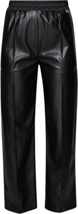 Liu Jo Eco-Leren Palazzo Broek - Dames - Straight fit broeken - Zwart - XL - Leer - Broeken