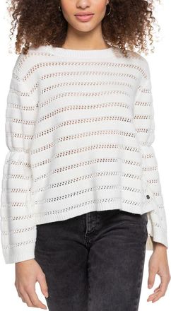 Roxy Aloha Open Stitch Cotton Blend Sweater in Snow White at Nordstrom, Size Small