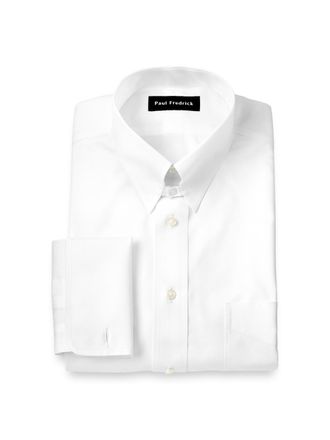 Paul Fredrick Slim Fit Non-iron Cotton Pinpoint Snap Tab Collar French Cuff Dress Shirt