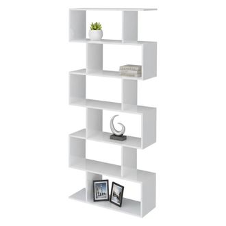 Dmora Dmora - Estante Para Libros Dgiovan, Gabinete Con Estantes, Biblioteca De Oficina, 100% Made In Italy, Cm 80x25h192, Blanco Brillante