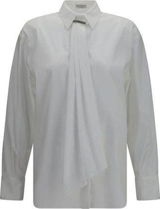 Brunello Cucinelli White Cotton Dress Womens Shirt
