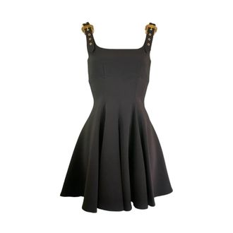 Versace Jeans Couture Barok Couture 1 Gesp Jurk - Dames - Casual kleedjes - Zwart - XS - Polyester - Kleedjes