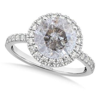 Allurez Halo Salt & Pepper & White Diamond Engagement Ring 14K in 2.50Ct/white Gold at Nordstrom, Size 7.5