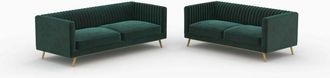 Rendez-Vous D&eacute;co Conjunto De Sof&aacute;s Gatsby En Terciopelo Verde De 5 Plazas