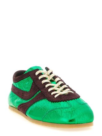 Dries Van Noten Laminated Leather Sneaker - Green