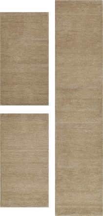 THEKO Bettumrandung »Gabbeh Uni, Handweb Teppich, meliert, reine Wolle« Höhe 14 mm 3 Stk. tlg. Bettvorleger, Uni-Farben, handgewebt, Läufer-Set, Schlafzimme