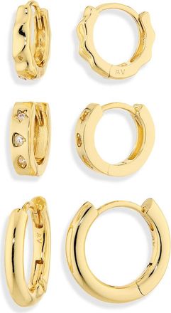 Argento Vivo Set of 3 Huggie Hoop Earrings in Gold at Nordstrom Rack