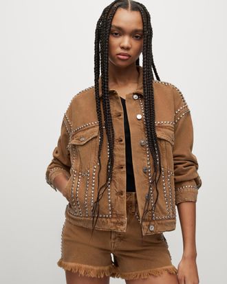 AllSaints Bella Studded Denim Jacket