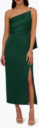Adrianna Papell Satin Crepe Dress In Deep Forest