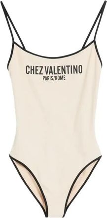Valentino Garavani Logo-Print Swimsuit - Womens - Elastane/Polyester