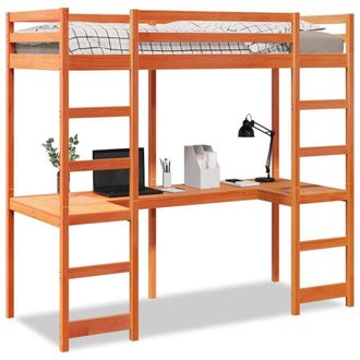 Berkfield Home Loft Bed Frame without Mattress Wax Brown 80x200 cm Solid Wood Pine