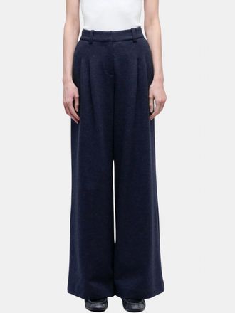 SIMKHAI Leroy Pleated Wide Leg Pants In Dark Midnight