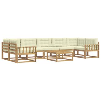 vidaXL Conjunto De Sof&aacute;s De Exterior Con Coj&iacute;n 6 Pcs Blanco Y Crema Vidaxl