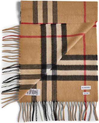 Burberry Womens Scarf Beige Check Cashmere Scarfs