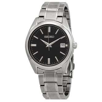 Seiko Essentials Quartz Black Dial Mens Watch SUR311