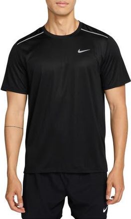 Nike Miler Dri-FIT UV Short Sleeve Running Top in Black/Reflective Silver at Nordstrom Rack, Size Xx-Large