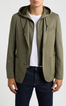 BOSS Jersey Sport Coat with Removable Hood in Medium Green at Nordstrom, Size 42