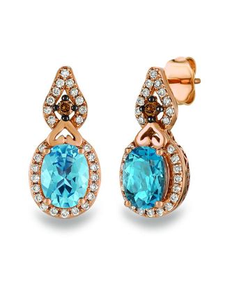 Le Vian Chocolatier 14K Strawberry Gold 2.95 Ct. Tw. Diamond & Blue Topaz Earrings