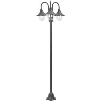 vidaXL Garden Post Light E27 220 cm Aluminium 3-Lantern Bronze Vidaxl