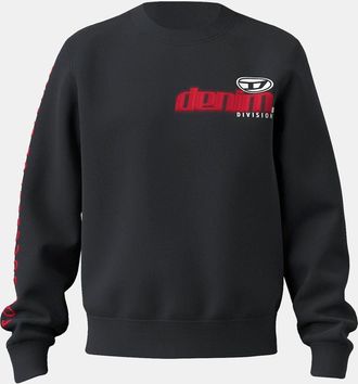 Diesel Mens Text Graphic Crew Neck Ribbed Collar Long Sleeve Sweatshirt in Caviar - Black - Size X-Large