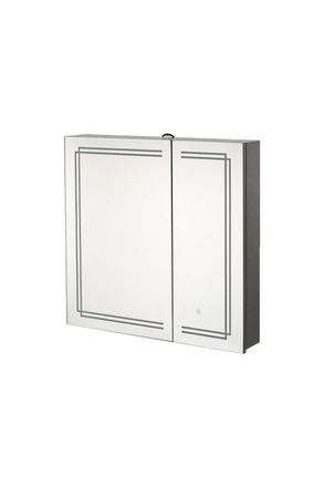 Living and Home Wall-mounted Bathroom Mirror Cabinet with Led Lights in Black