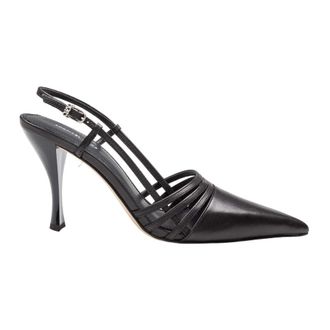 Michael Kors Schoenen, Dames, Zwart, 35 1/2 EU, Leer, Zwarte Leren Slingback Pumps